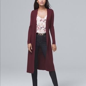 WHBM RIBBED DUSTER CARDIGAN SWEATER PORT WINE BURGUNDY SIZE SMALL EUC